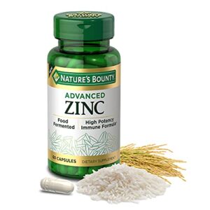 nature’s bounty advanced zinc, high potency immune formula, koji fermented immune support supplement, 25 mg, capsules, 60 count