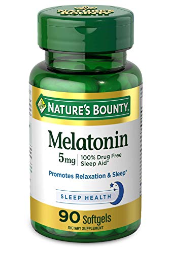 Nature's Bounty Melatonin, 100% Drug Free Sleep Aid, Dietary Supplement, Unflavored 90 Count