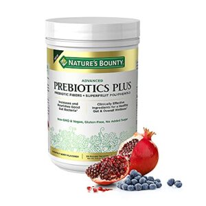 nature’s bounty advanced prebiotics plus powder with fibers and polyphenols with jerusalem artichoke extract, oat beta glucan and superfruit extracts, 11.6 oz