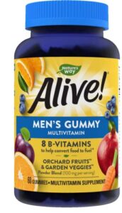 nature’s way alive! men’s gummy multivitamins, high potency formula, supports whole body wellness*, fruit flavored, 60 gummies