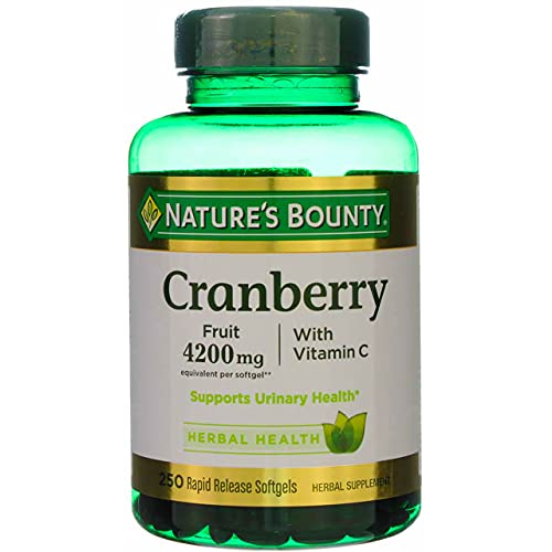 Nature's Bounty Cranberry with Vitamin C 4200 mg, 250 Softgels (Pack of 3)