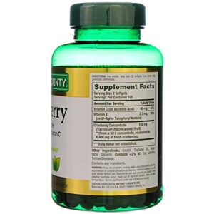 Nature's Bounty Cranberry with Vitamin C 4200 mg, 250 Softgels (Pack of 3)