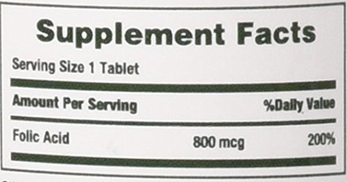 Nature's Bounty Folic Acid 800 mcg Tablets Maximum Strength 250 ea (Pack of 2)