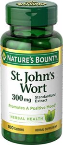 nature’s bounty st. john’s wort pills and herbal health supplement, promotes a positive mood, 300 mg capsules, 100 count, pack of 2
