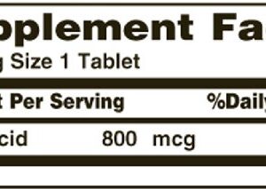 Nature's Bounty Folic Acid 800 mcg Tablets Maximum Strength 250 Count (Pack of 6)