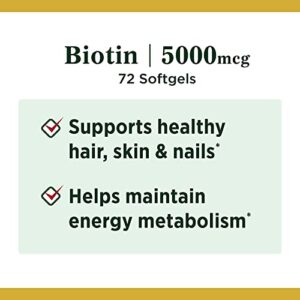 Nature's Bounty Biotin 5000 mcg Liquid Softgels 72 ea (Pack of 3)