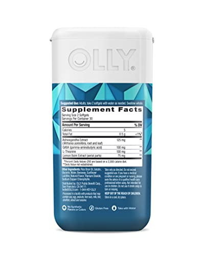 OLLY Ultra Strength Goodbye Stress Softgels, GABA, Ashwagandha, L-Theanine and Lemon Balm, Stress Relief Supplement - 60 Count