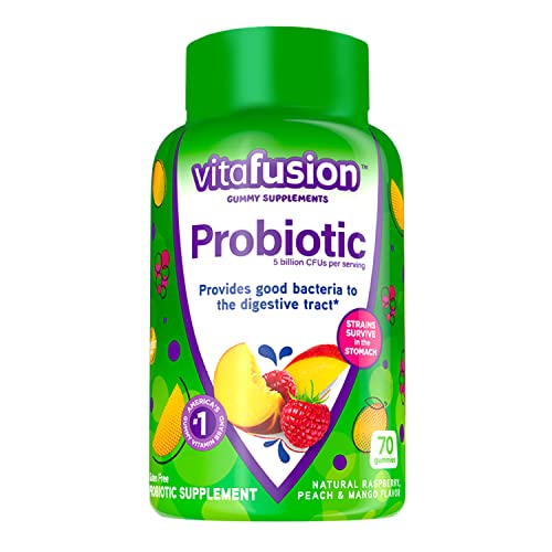 Vitafusion Probiotic Gummy Supplements, Raspberry, Peach and Mango Flavored Probiotic Nutritional Supplements, 70 Count