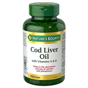 nature’s bounty cod liver oil with vitamin a & d, 100 capsules