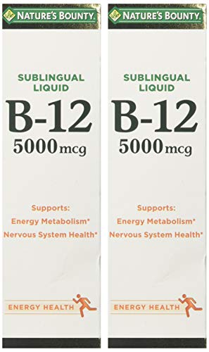 Nature's Bounty B-12 5000 mcg Sublingual Liquid Energy Health 2 oz (Pack of 2)