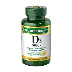 nature’s bounty vitamin d3, immune support, 125 mcg (5000iu), rapid release softgels, 240 ct