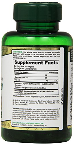 Nature's Bounty Tonalin Pills and Dietary Supplement, Diet and Body Support, 1000 mg, 50 Softgels
