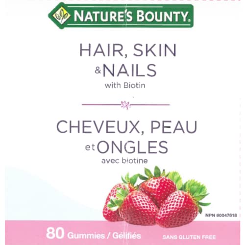 Nature's Bounty Hair, Skin, Nails Gummies with Biotin, 80 Gummies