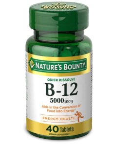 nature’s bounty b-12 5000 mcg supplement quick dissolve natural cherry flavor – 40 tablets, pack of 3