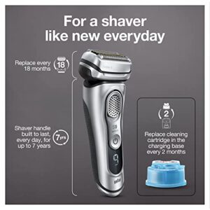 Braun Electric Razor for Men With Precision Beard Trimmer, Rechargeable, Wet & Dry Foil Shaver, Clean & Charge Station & Travel Case, Silver, 3 Piece Set