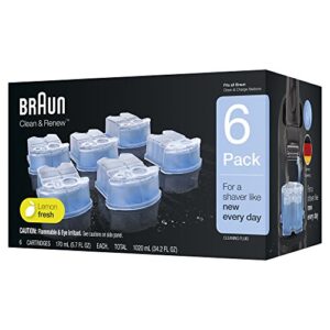 braun clean & renew refill cartridges ccr, replacement shaver cleaner solution for clean&charge cleaning system, pack of 6