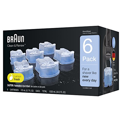 Braun Clean & Renew Refill Cartridges CCR, Replacement Shaver Cleaner Solution for Clean&Charge Cleaning System, Pack of 6