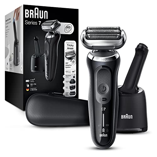 Braun Electric Razor for Men, Series 7 7085cc 360 Flex Head Electric Shaver with Beard Trimmer, Rechargeable, Wet & Dry, 4in1 SmartCare Center and Travel Case