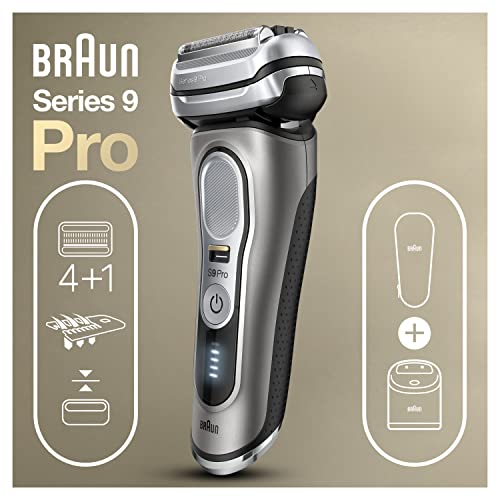 Braun Electric Razor for Men, Series 9 Pro 9465cc Wet & Dry Electric Foil Shaver with ProLift Beard Trimmer, Cleaning & Charging SmartCare Center, Noble Metal