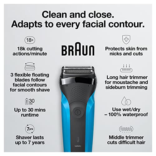 Braun Electric Razor for Men, Series 3 310s Electric Foil Shaver, Rechargeable, Wet & Dry