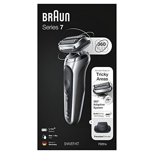 Braun Electric Razor for Men, Series 7 360 Flex Head Foil Shaver with Precision Beard Trimmer, Rechargeable, Wet & Dry and Travel Case, Black, 5 Piece Set