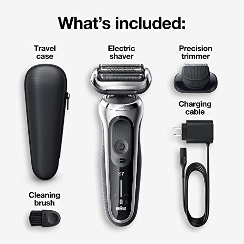 Braun Electric Razor for Men, Series 7 360 Flex Head Foil Shaver with Precision Beard Trimmer, Rechargeable, Wet & Dry and Travel Case, Black, 5 Piece Set