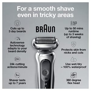 Braun Electric Razor for Men, Series 7 360 Flex Head Foil Shaver with Precision Beard Trimmer, Rechargeable, Wet & Dry and Travel Case, Black, 5 Piece Set