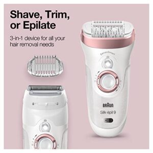 Braun Epilator Silk-épil 9 9-720, Hair Removal for Women, Wet & Dry, Womens Shaver & Trimmer, Cordless, Rechargeable