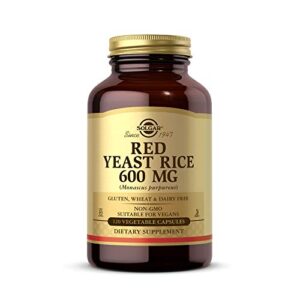 solgar red yeast rice 600 mg, 120 vegetable capsules – supports heart health – fermented to increase bioavailability – non-gmo, vegan, gluten free, dairy free, kosher – 60 servings