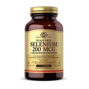 solgar yeast-free selenium 200 mcg, 250 tablets – supports antioxidant & immune system health – non-gmo, vegan, gluten free, dairy free, kosher – 250 servings, unflavored, standard packaging