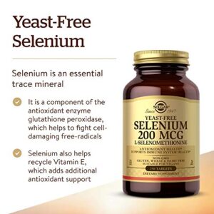 Solgar Yeast-Free Selenium 200 mcg, 250 Tablets - Supports Antioxidant & Immune System Health - Non-GMO, Vegan, Gluten Free, Dairy Free, Kosher - 250 Servings, Unflavored, Standard Packaging