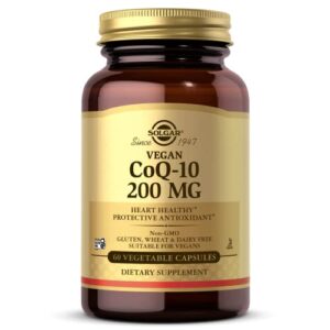 solgar vegetarian coq-10 200 mg, 60 vegetable capsules – heart healthy, protective antioxidant – coenzyme q10 (coq-10) supplement – vegan, gluten free, dairy free, kosher – 60 servings