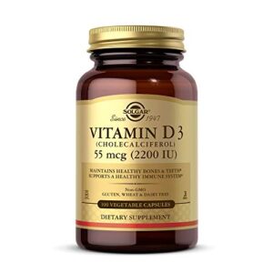 solgar vitamin d3 (cholecalciferol) 55 mcg (2200 iu) vegetable capsules – 100 count