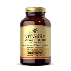 solgar vitamin e 670 mg (1000 iu), 100 mixed softgels – natural antioxidant, skin & immune system support – naturally-sourced vitamin e – gluten /dairy free – 100 servings