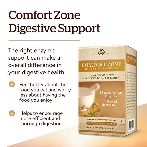 Solgar Comfort Zone Digestive Complex, 90 Vegetable Capsules - Enzymes for Digestion - Support The Body’s Natural Digestive Process - Break Down Difficult To Digest Foods - Kosher - 90 Servings