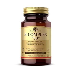 solgar b-complex “50”, 100 vegetable capsules – energy metabolism, cardiovascular support, nervous system support – non-gmo, vegan, gluten free, dairy free, kosher, halal – 100 servings
