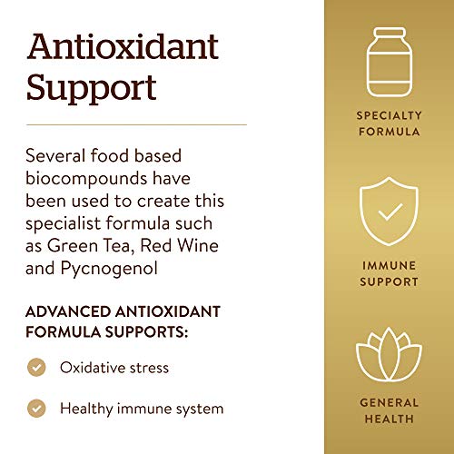 Solgar Advanced Antioxidant Formula, 120 Vegetable Caps - Full Spectrum Antioxidant Support - Contains Zinc, Vitamin C, E & A - Immune System Support - Vegan, Gluten Free, Dairy Free - 60 Servings