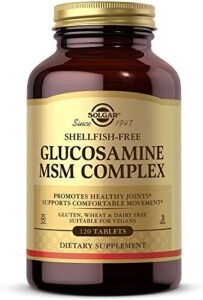 solgar glucosamine msm complex, 120 tablets – promotes healthy joints – supports range of motion & flexibility – supports collagen – shellfish-free – gluten free, dairy free, kosher – 40 servings