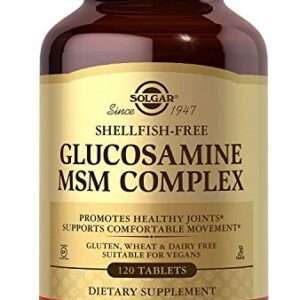 Solgar Glucosamine MSM Complex, 120 Tablets - Promotes Healthy Joints - Supports Range of Motion & Flexibility - Supports Collagen - Shellfish-Free - Gluten Free, Dairy Free, Kosher - 40 Servings