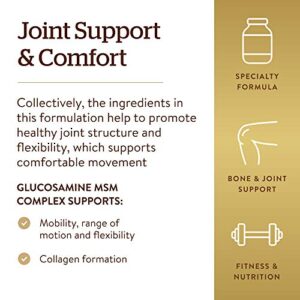 Solgar Glucosamine MSM Complex, 120 Tablets - Promotes Healthy Joints - Supports Range of Motion & Flexibility - Supports Collagen - Shellfish-Free - Gluten Free, Dairy Free, Kosher - 40 Servings