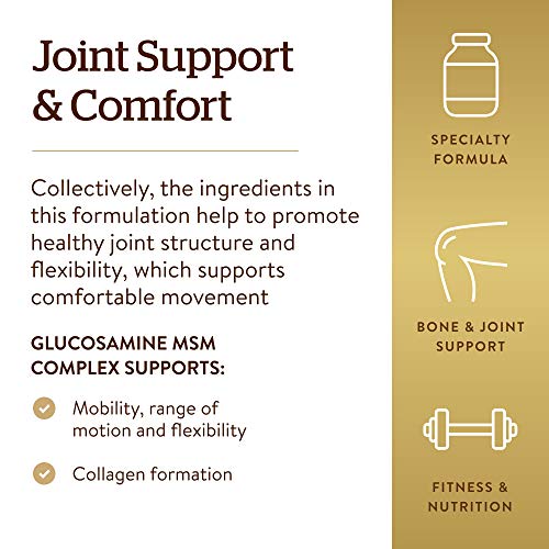 Solgar Glucosamine MSM Complex, 120 Tablets - Promotes Healthy Joints - Supports Range of Motion & Flexibility - Supports Collagen - Shellfish-Free - Gluten Free, Dairy Free, Kosher - 40 Servings