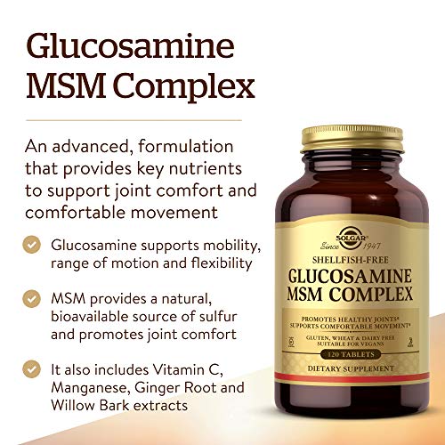 Solgar Glucosamine MSM Complex, 120 Tablets - Promotes Healthy Joints - Supports Range of Motion & Flexibility - Supports Collagen - Shellfish-Free - Gluten Free, Dairy Free, Kosher - 40 Servings