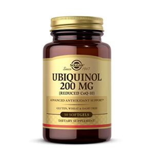 solgar ubiquinol 200 mg (reduced coq-10), 30 softgels – promotes heart & brain function – supports healthy aging – coenzyme q10 – ubiquinone supplement – gluten free, dairy free – 30 servings