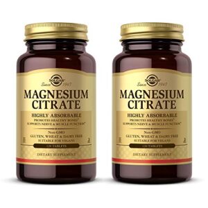 Solgar Magnesium Citrate, 120 Tablets - Pack of 2 - Promotes Healthy Bones, Supports Nerve & Muscle Function - Highly Absorbable - Non-GMO, Vegan, Gluten Free, Dairy Free, Kosher - 120 Total Servings