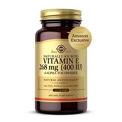 Solgar Vitamin E 268 mg (400 IU), 360 Alpha Softgels - Natural Antioxidant, Skin & Immune System Support - Naturally-Sourced Vitamin E - Gluten Free, Dairy Free - 360 Servings