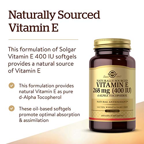 Solgar Vitamin E 268 mg (400 IU), 360 Alpha Softgels - Natural Antioxidant, Skin & Immune System Support - Naturally-Sourced Vitamin E - Gluten Free, Dairy Free - 360 Servings