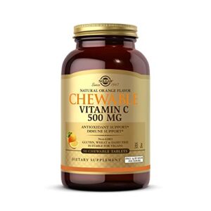solgar vitamin c 500 mg chewable tablets, orange flavor – 90 count – antioxidant & immune support – supports healthy skin & joints – non gmo, vegan, gluten free, kosher – 90 servings