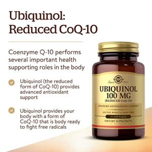 Solgar Ubiquinol 100 mg, 50 Softgels - Advanced Antioxidant Support - Reduced Coenzyme Q10 (CoQ-10) - Gluten Free, Dairy Free - 50 Servings