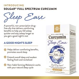 Solgar Full Spectrum Curcumin Sleep Ease, 60 Licaps - Supports Calm, Tranquil Rest & Relaxation, Antioxidant Support - Melatonin, PharmaGABA, Venetron, Curcumin - Non-GMO, Vegetarian - 30 Servings