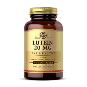 solgar lutein 20 mg, 60 softgels – supports eye health – helps filter out blue-light – contains floraglo lutein – non-gmo, gluten free, dairy free – 60 servings